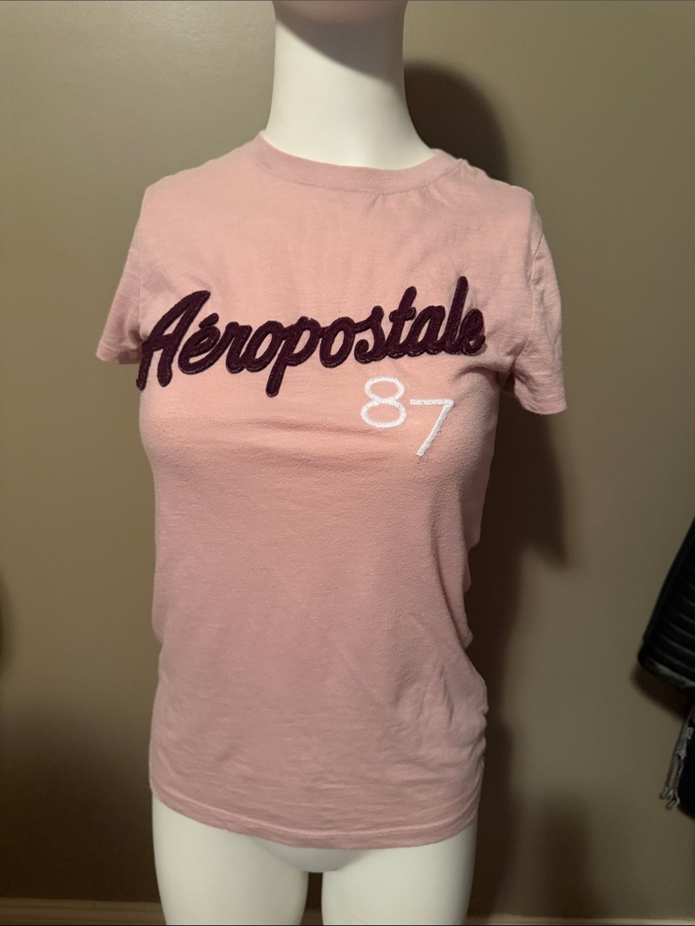Aeropostale Dusty Pink Embroidered Logo Tee